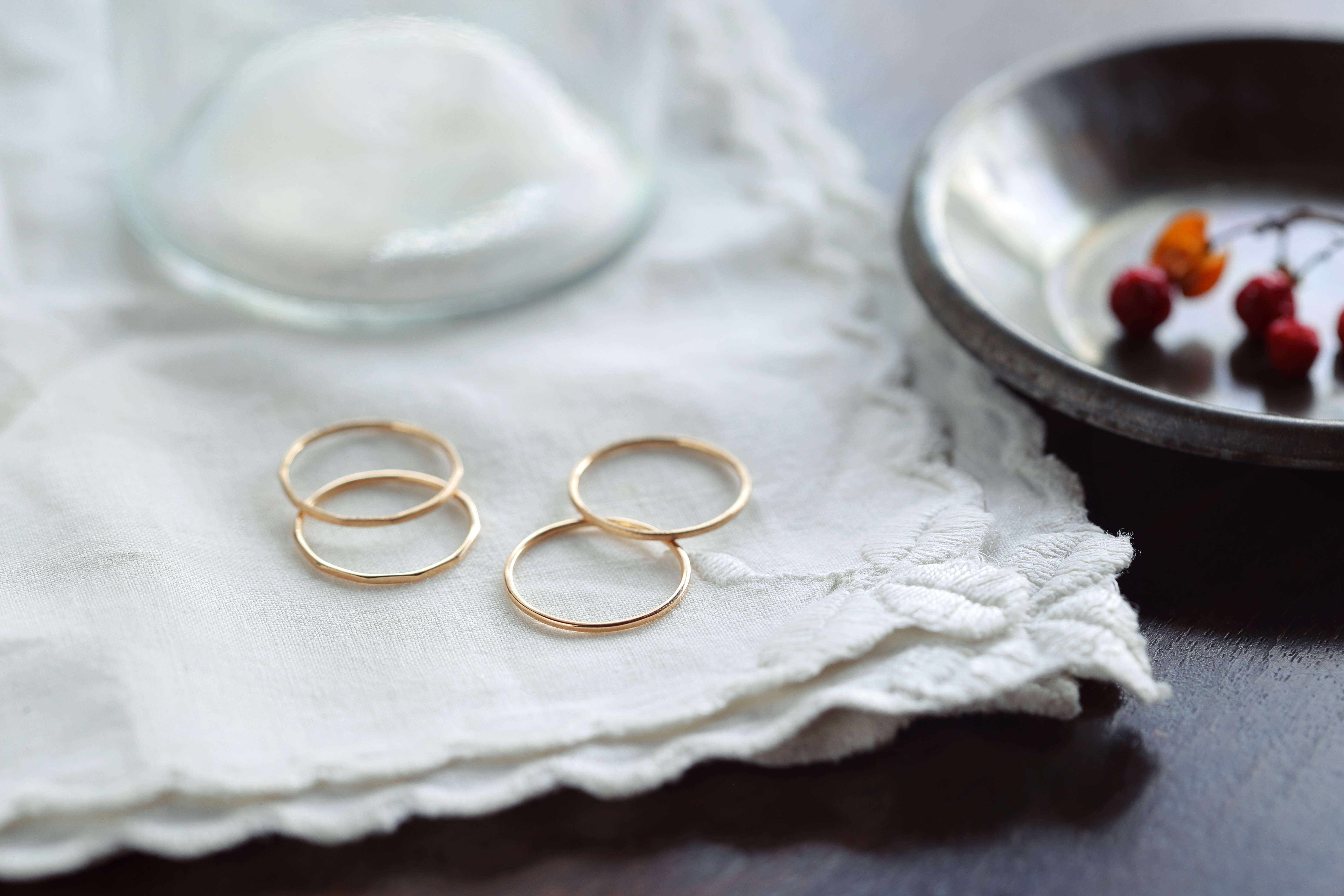 【華奢リング】FINE RING Matte K18PG ピンクゴールド １ミリ 極細 重ね付 ハンドメイド プレゼント