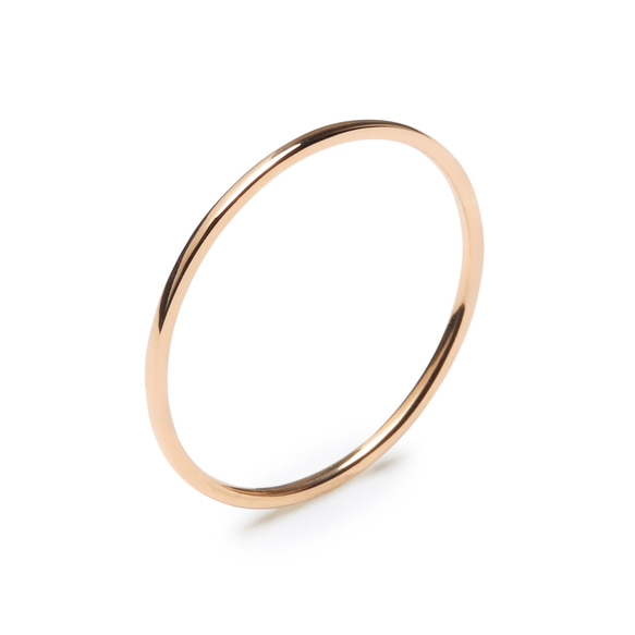 【K18PG華奢リング】FINE RING Smooth ピンクゴールド １ミリ幅 重ね着け プレゼント 2枚目の画像
