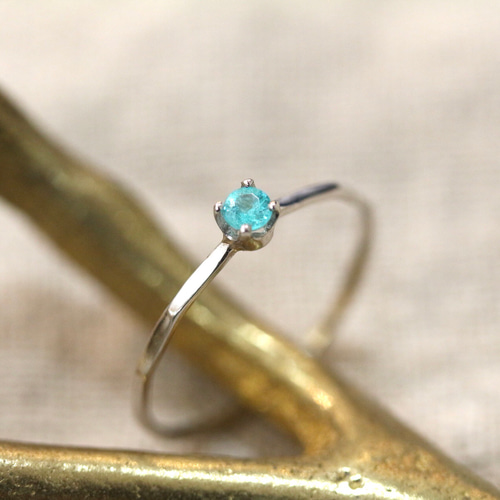 華奢リング】パライバトルマリン リング pt900 K18 ゴールド 一