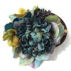 野原の花束の髪飾り　ブルーグリーン 2枚目の画像