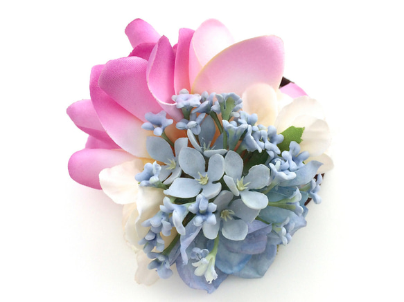 Fさまオーダー専用：プルメリアの髪飾り　ライトピンク、ピンク×ブルー 9枚目の画像