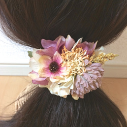 野原の花束の髪飾り　ノスタルジックピンク 4枚目の画像