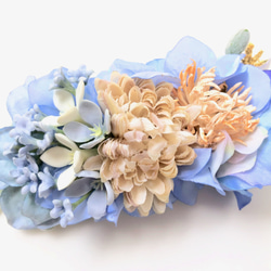 雨色の花集めのバレッタ　ウォーターブルー 6枚目の画像