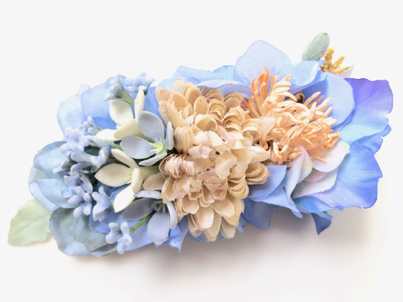 雨色の花集めのバレッタ　ウォーターブルー 6枚目の画像