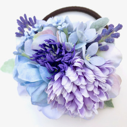 ラベンダーと花集めの髪飾り　ラベンダー×ライトブルー 4枚目の画像