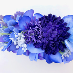 ラベンダーと花集めのバレッタ　ロイヤルブルー×ブルー 7枚目の画像