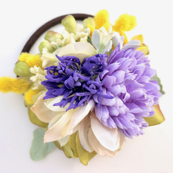 花集めの髪飾り　ミモザ×ラベンダー 3枚目の画像