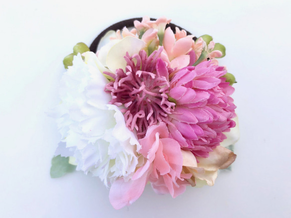 花集めの髪飾り　スプリングピンク 6枚目の画像