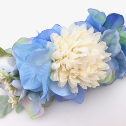 SALE! 花集めのバレッタ　ペールブルー 2枚目の画像