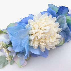 SALE! 花集めのバレッタ　ペールブルー 9枚目の画像