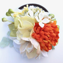 SALE! 花集めの髪飾り　オレンジミックス 6枚目の画像
