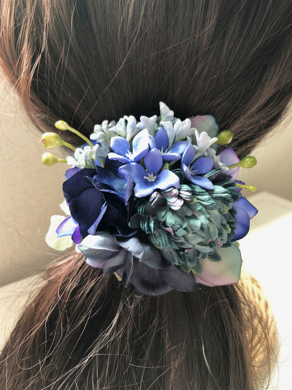 花集めの髪飾り　ブルーミックス 4枚目の画像