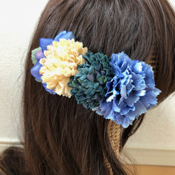 SALE! ３色花集めのヘアクリップ　ブルー 5枚目の画像