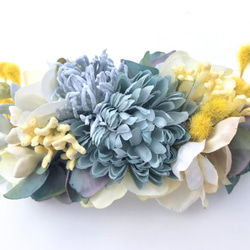 花集めのバレッタ　ミモザ×ライトブルー 6枚目の画像