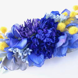 花集めのバレッタ　ミモザ×ロイヤルブルー 7枚目の画像