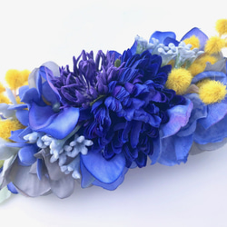 花集めのバレッタ　ミモザ×ロイヤルブルー 9枚目の画像
