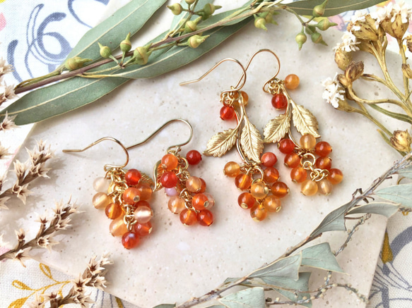 Creema限定＞オレンジの実のピアス（イヤリング）セット＜送料無料