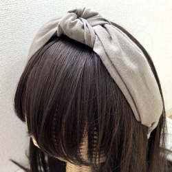 コットンリネンの結びカチューシャ　モカベージュ 4枚目の画像