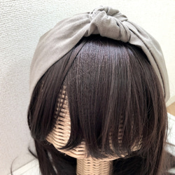 コットンリネンの結びカチューシャ　モカベージュ 6枚目の画像