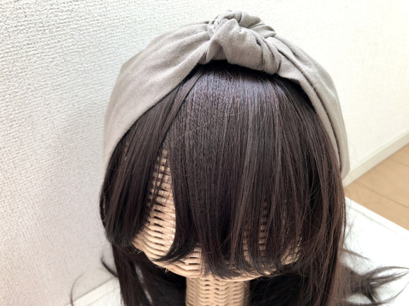 コットンリネンの結びカチューシャ　モカベージュ 6枚目の画像