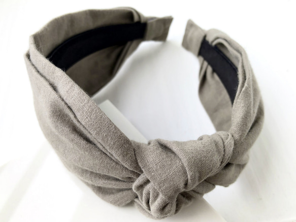 コットンリネンの結びカチューシャ　モカベージュ 7枚目の画像
