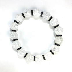 パワーストーン　ブレスレット　クラック水晶　12mm 天然石ブレス (ロンデル：ブラック)　メンズ 4枚目の画像