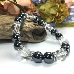 ヘマタイト×水晶 パワーストーン ブレスレット 天然石ブレス 10mm