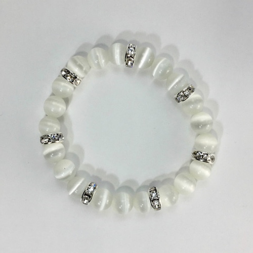 新品　ブレスレット　キャッツアイ 天然石　パワーブレス　パワーストーン　白 楽天市場】キャッツアイ白天然石○パワーストーン＆天然石