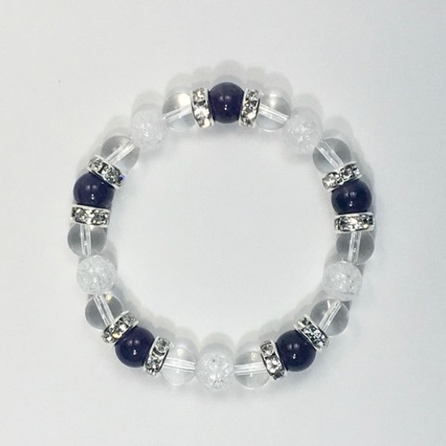 パワーストーン ブレスレット アメシスト&水晶&クラック水晶 天然石