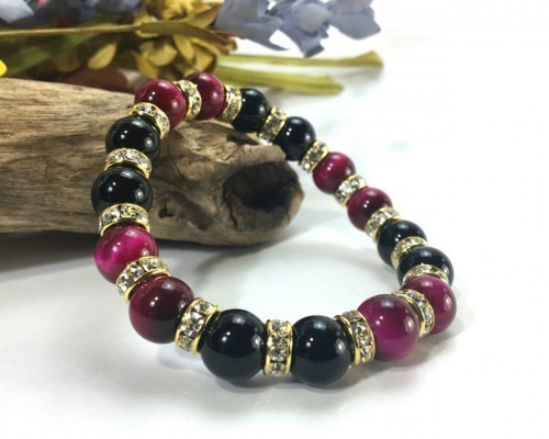 お取り置き♡龍紋九眼天珠　ピンクタイガーアイ　ディープローズクォーツ　天然石 お取り置き♡龍紋九眼天珠 ピンクタイガーアイ ディープローズクォーツ