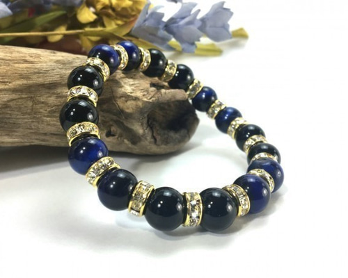 ブルータイガーアイとオニキスを組み合わせたパワーストーン