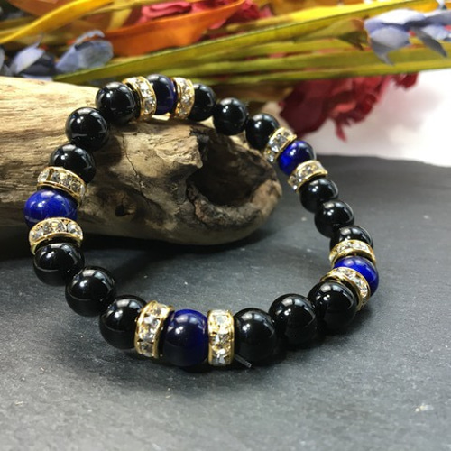 パワーストーン ブレスレット オニキス&ブルータイガーアイ 天然石  