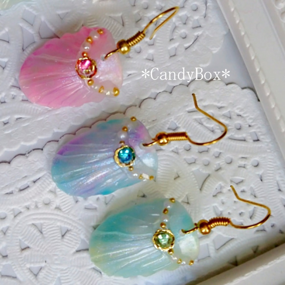 再販❤人魚姫の鱗アクセサリー～ジュエリーシリーズ～ピアス 2枚目の画像