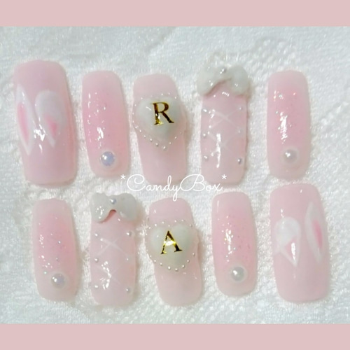 ちゅるん　シアーネイル　リボン　ネイルチップ　おなまえ ちゅるんシアーネイルリボンネイルチップおなまえ