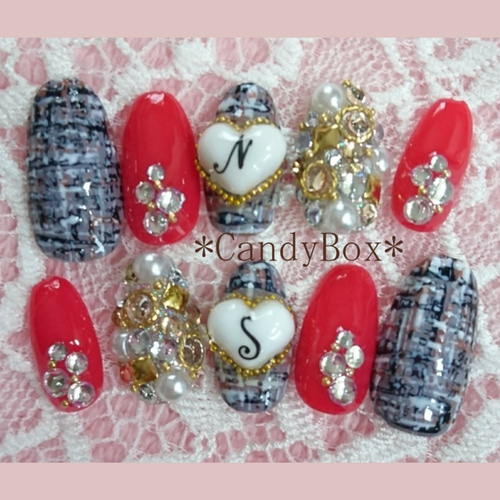 design138】韓国 パールブルーネイルチップ ネイルチップ（つけ爪  