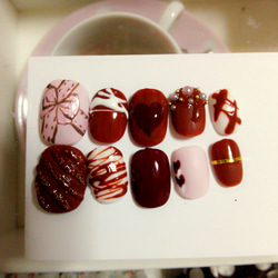 再販⑤*バレンタイン チョコレート詰め合わせbox*ジェルネイルチップ 5枚目の画像