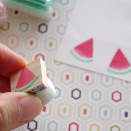 消しゴムはんこNo.189 ちびくまとスイカ 消しゴムはんこNo.189 ちび