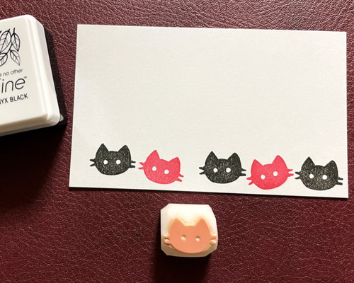 消しゴムはんこNo.308 キラキラ星とねこ 消しゴムはんこNo.308