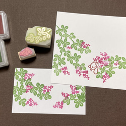 消しゴムはんこ　お花のリース　在庫確認お願いします 消しゴムハンコ☆お花☆3点SET⑤ はんこ・スタンプ MIKAX1108