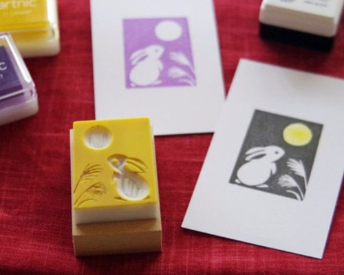 消しゴムはんこ　thank you✿うさぎの親子 消しゴムはんこ thank you✿うさぎの親子 消しゴムはんこ thank you