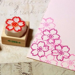 ソメイヨシノ桜の花と花びら消しゴムハンコセット（持ち手付き）【桜3