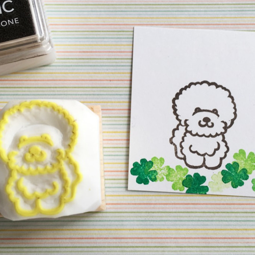 犬（ビションフリーゼ）の消しゴムはんこ（持ち手付き） はんこ