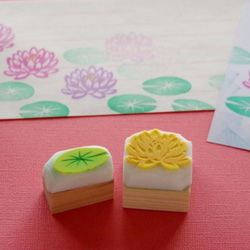 消しゴムはんこ　お花と葉っぱ 槿（ムクゲ）の消しゴムはんこ