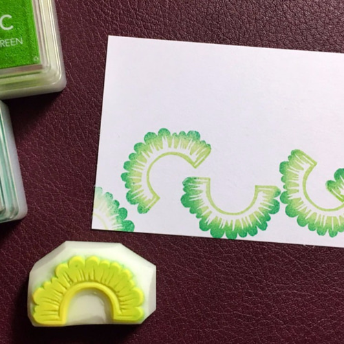 スライスゴーヤの消しゴムはんこ（持ち手付き） はんこ・スタンプ かめ