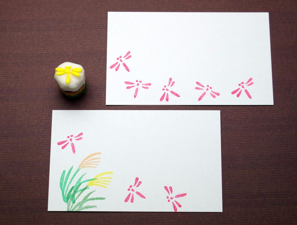 とんぼの消しゴムはんこ（持ち手つき） 3枚目の画像