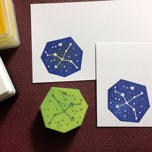 消しゴムはんこNo.183  thank you 星空 消しゴムはんこNo.183 thank you 星空