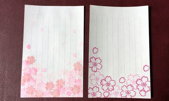 消しゴムはんこを押して作った春の花ミニ便箋（5種類入） 2枚目の画像