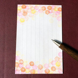 消しゴムはんこを押して作った春の花ミニ便箋（5種類入） 3枚目の画像