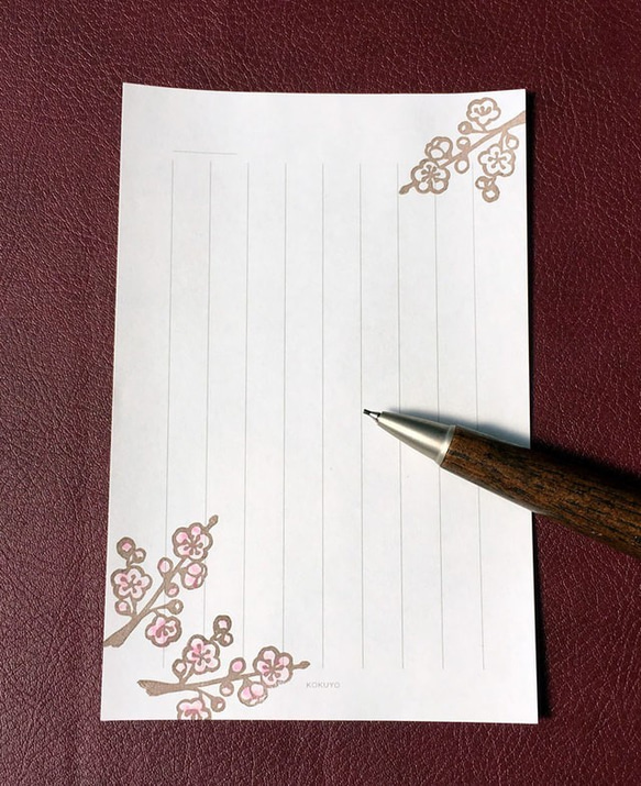 消しゴムはんこを押して作った春の花ミニ便箋（5種類入） 5枚目の画像