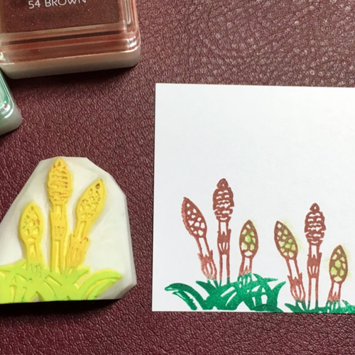 山菜】土筆（つくし）の消しゴムはんこ（持ち手つき） はんこ